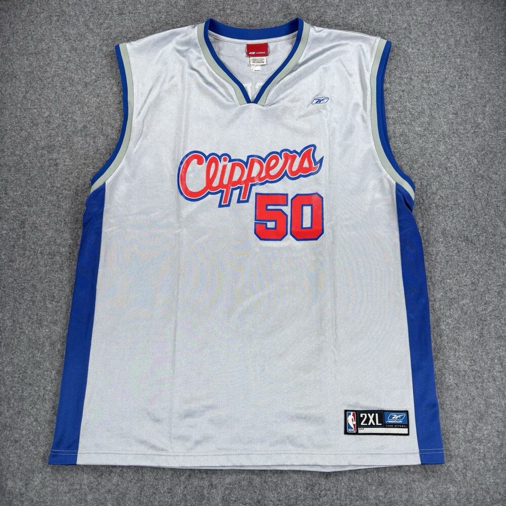 Vintage Y2K Reebok LA Clippers Corey Maggette #50 NBA Jersey Grey Mens 2XL XXL